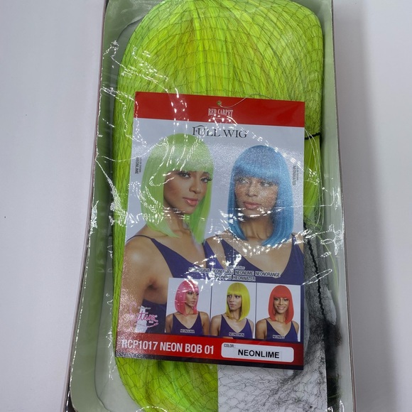 NWT- NEON LIME STRAIGHT ROUNDED CHINA BANG BOB by - Mane Concept Futura - Picture 3 of 7